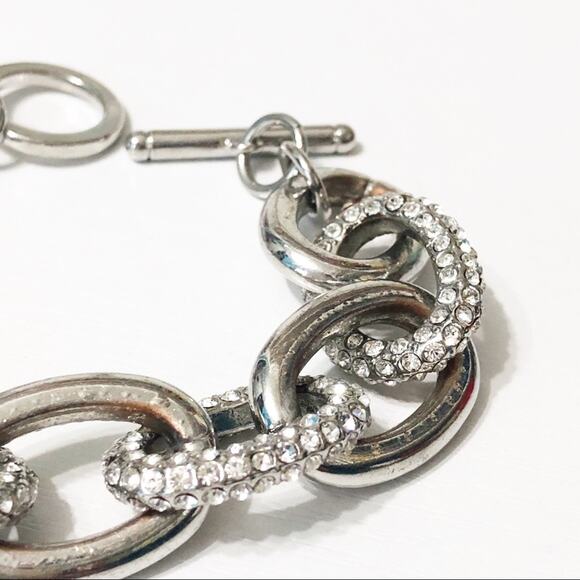Chico’s Silver & Pave Crystal Link Bracelet - Picture 2 of 5